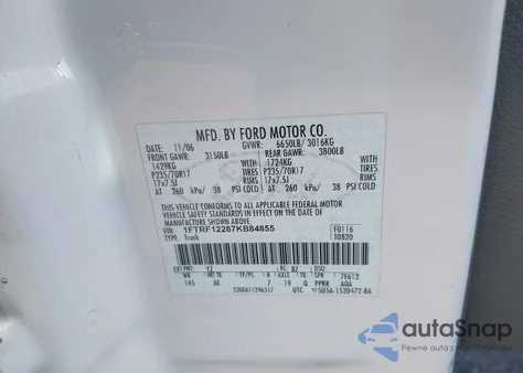 2007 Ford F-150 Stx/Xl/Xlt from USA, damaged, VIN 1FTRF12287KB84855